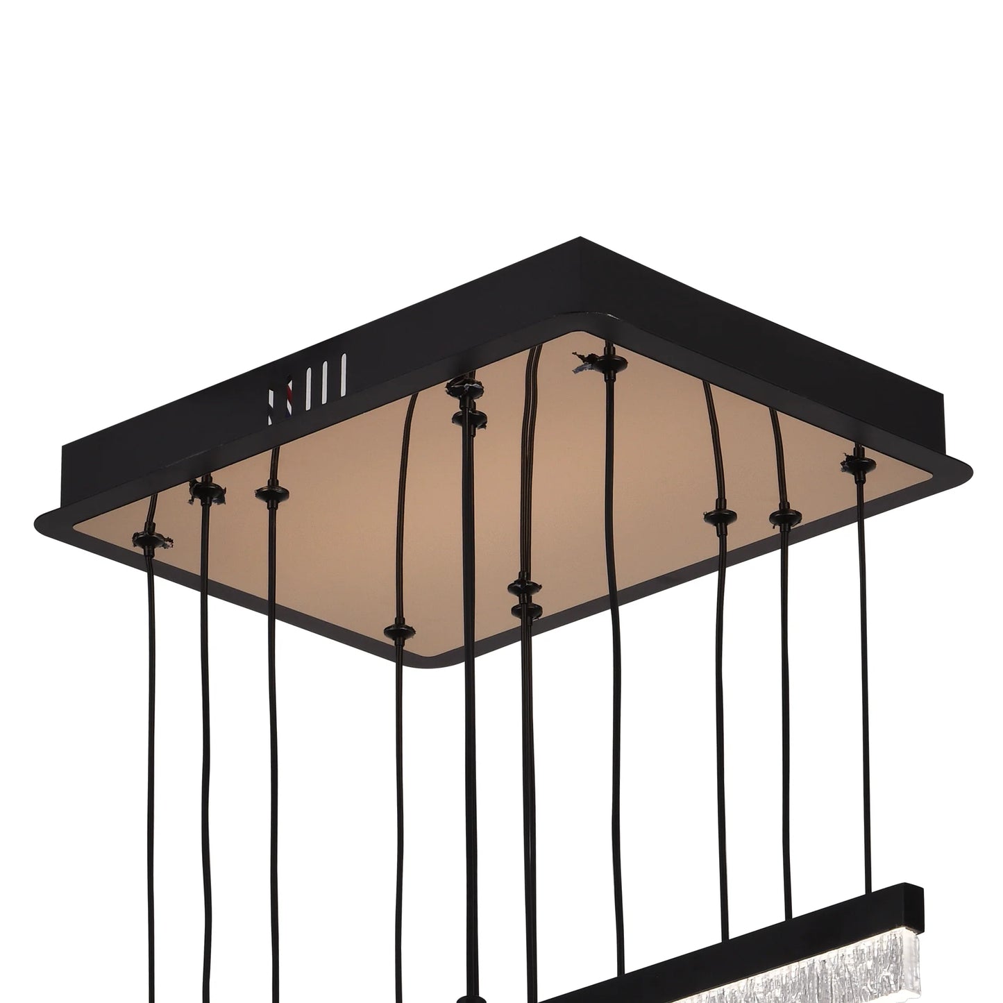 Lustra LED Suspendata Acril LT181/6BK, 82W, Lumina 3000/4000/6000K, Negru, Inaltime Reglabila