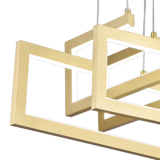 Lustra LED cu telecomanda ,Suspendata 98W, 4 Elemente, lumina Rece/Calda/Neutra, Dimabila, Inaltime Reglabila, Auriu – l