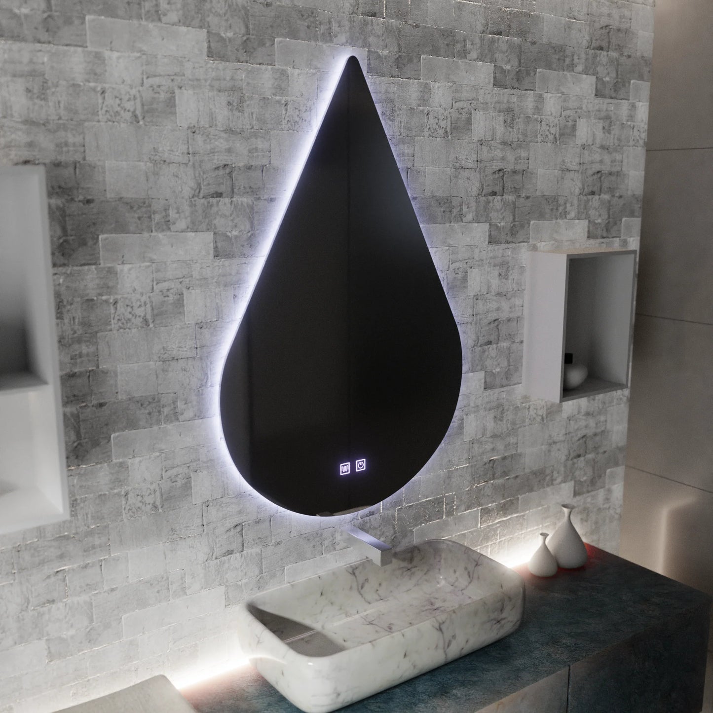 Oglinda LED Touch River Sistem Dezaburire 80X120cm, Forma de Picatura.