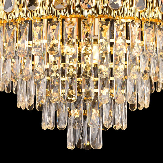 Candelabru Cristal BELVEDERE Magno 8xE14, Diametru 60cm, Auriu Lucios, Inaltime Reglabila