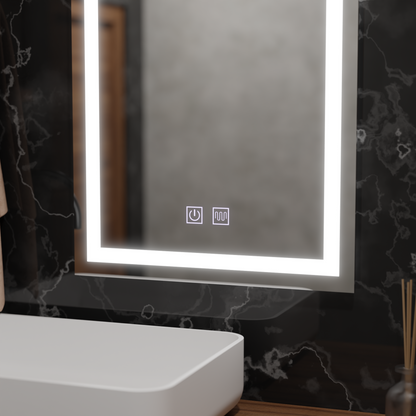Oglinda LED Rectangulara, 50x70cm, RADIANTE Touch, Sistem Dezaburire, Dimabila