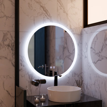 Oglinda LED Rotunda, 60cm, Noxia Touch, Sistem Dezaburire, Dimabila