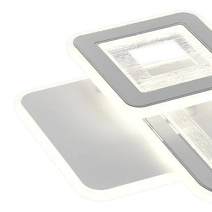 Lustra LED SQUARE 53W, 3 Patrate, lumina Rece/Calda/Neutra, Alb