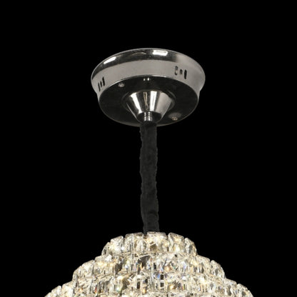 Candelabru Cristal Opal, 12x E14, Diametru 50cm, Crom Lucios, Inaltime Reglabila