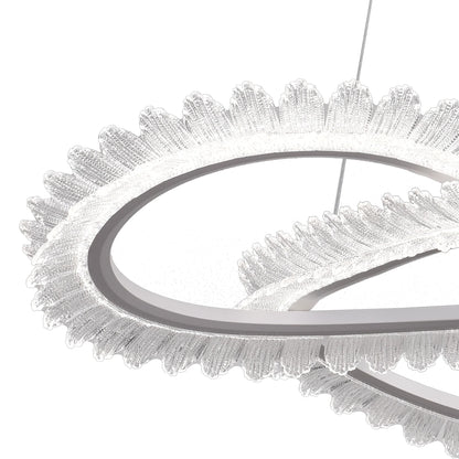 Lustra LED cu Telecomanda LT187WH, Cristal si Metal, 52W, Dimabila, Inaltime Reglabila, lumina Rece/Calda/Neutra, Iluminat Luxos