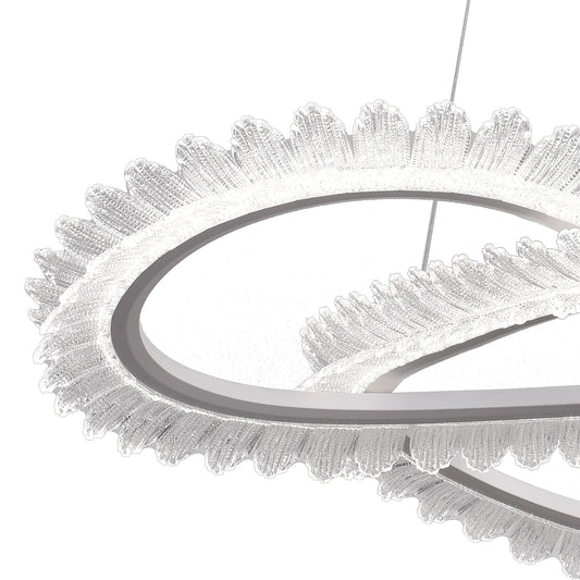 Lustra LED cu Telecomanda LT187WH, Cristal si Metal, 52W, Dimabila, Inaltime Reglabila, lumina Rece/Calda/Neutra, Iluminat Luxos