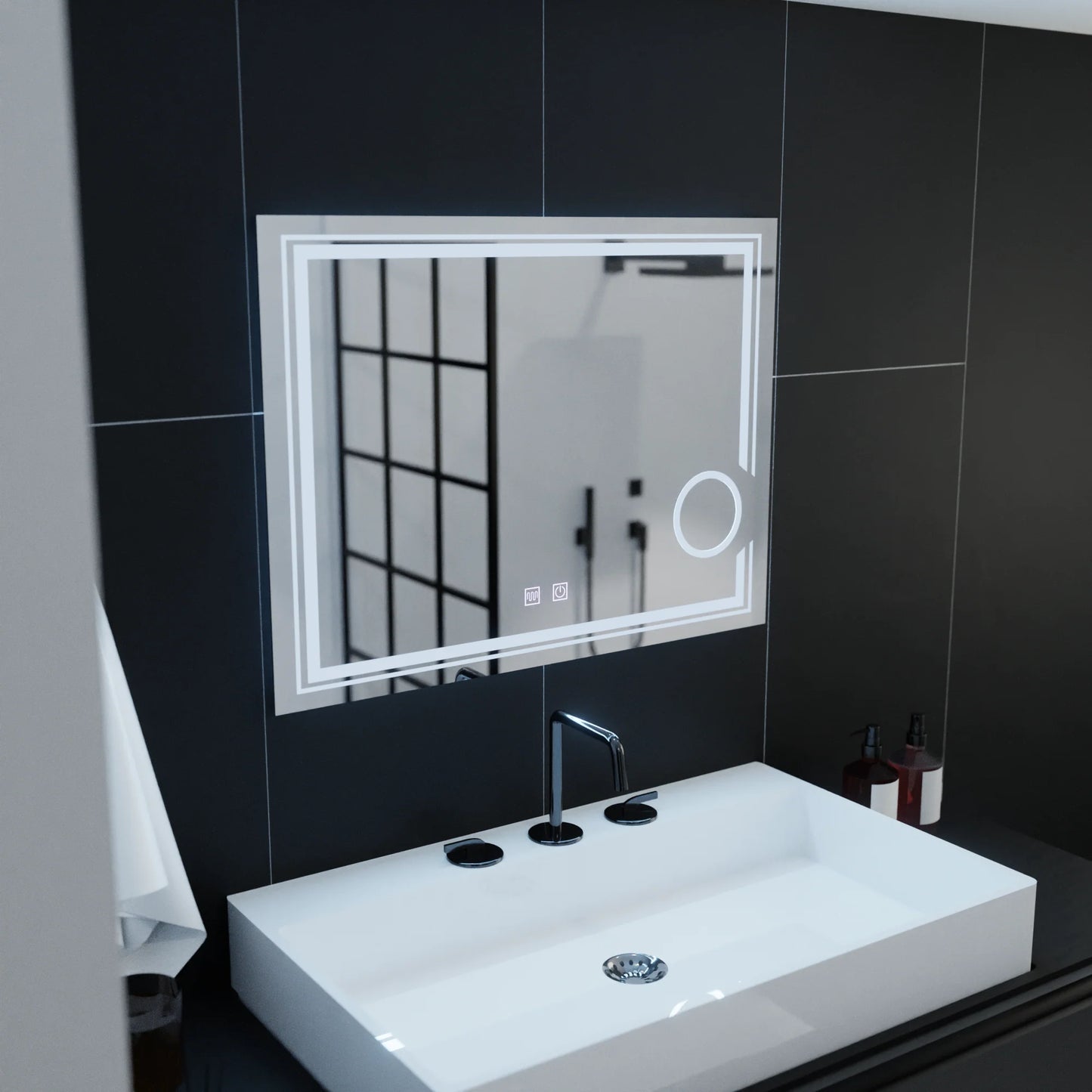 Oglinda LED Rectangulara, 80x60cm, CANTO Touch, Sistem Dezaburire, Dimabila