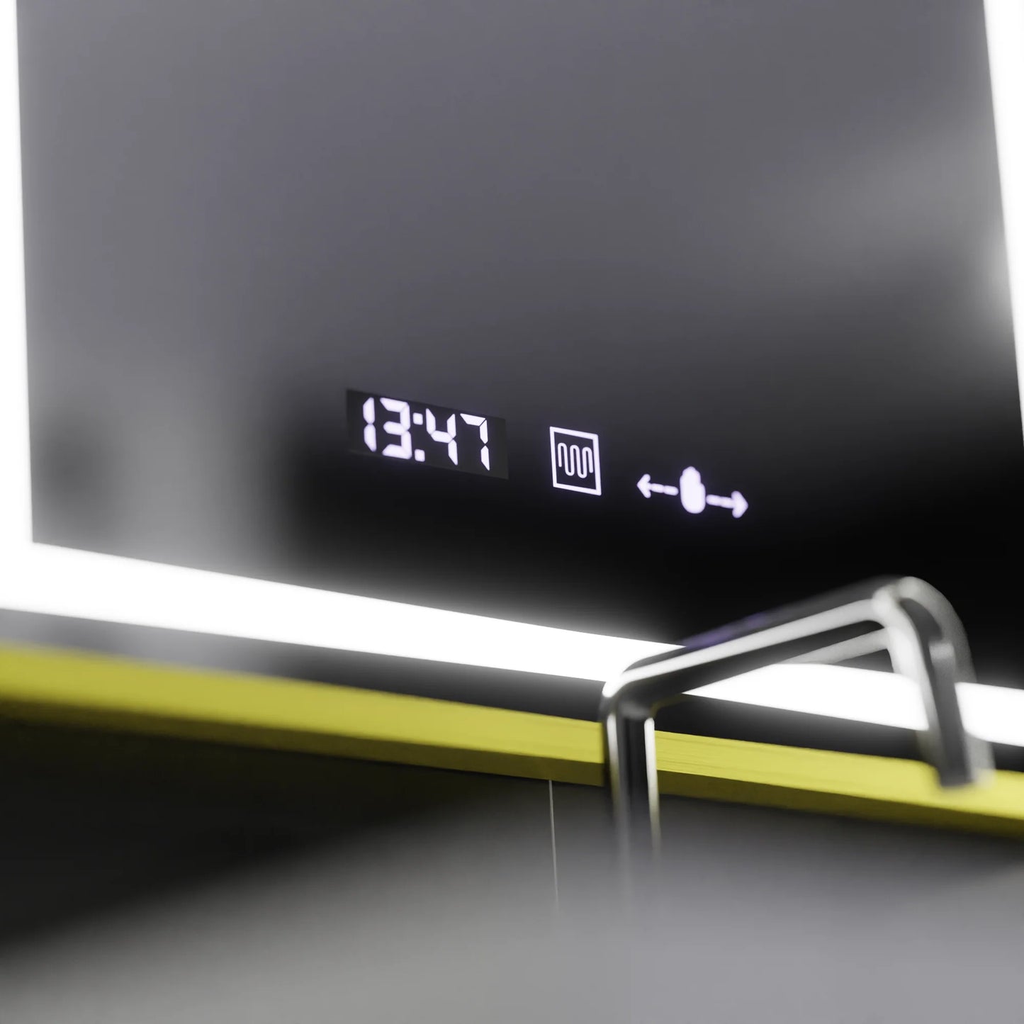 Oglinda LED Rectangulara 50x70 Verite Royale Gold Motion Glow Marcello, Sistem Dezaburire, Termometru & Ceas, Dimabila