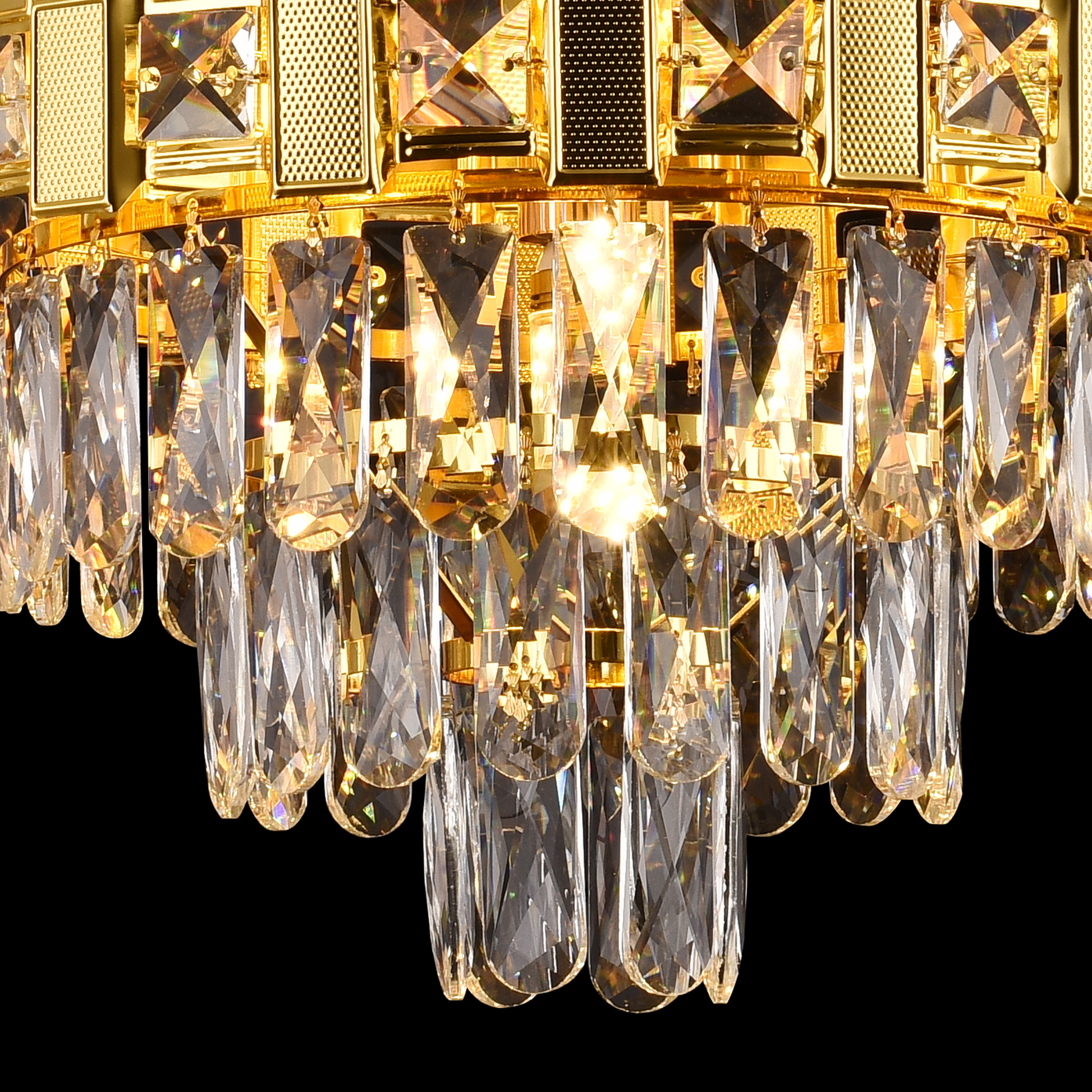 Candelabru Cristal BRAN Nobile 5xE14, Diametru 40cm, Auriu Lucios, Inaltime Reglabila – culoare aurie, 40 cm – RegalStor