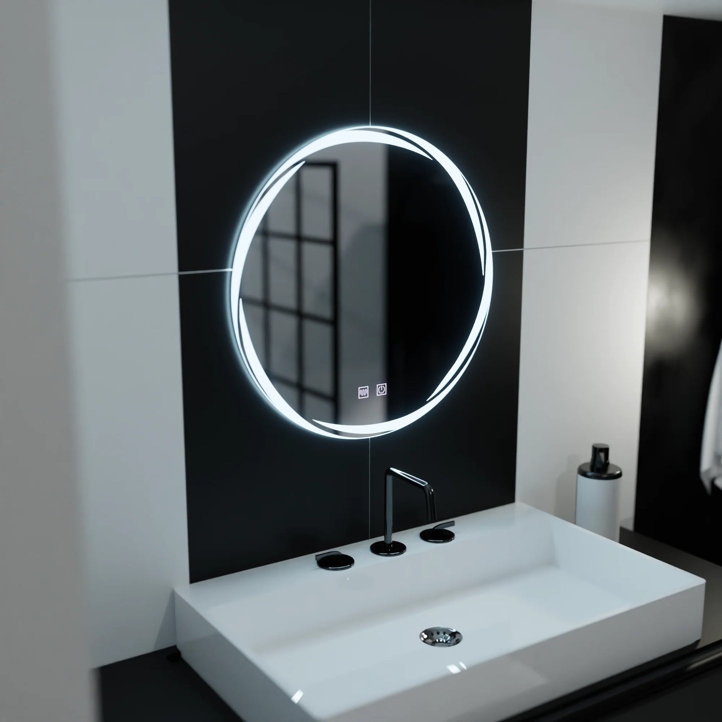 Oglinda LED Rotunda, 70cm, Zaffiro Touch, Sistem Dezaburire, Dimabila