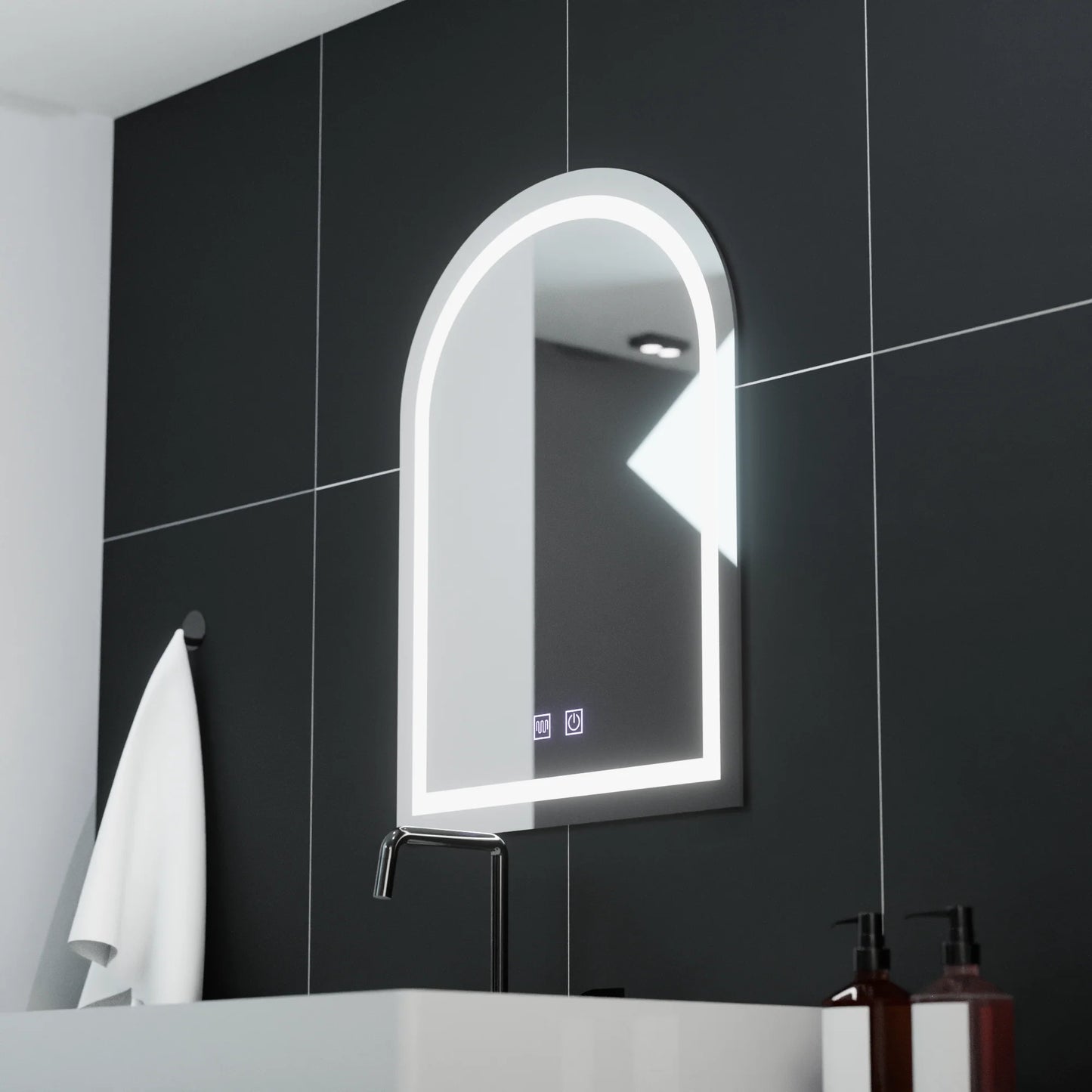 Oglinda LED Arcata 60x80cm, Arco Touch, Sistem Dezaburire, Dimabila