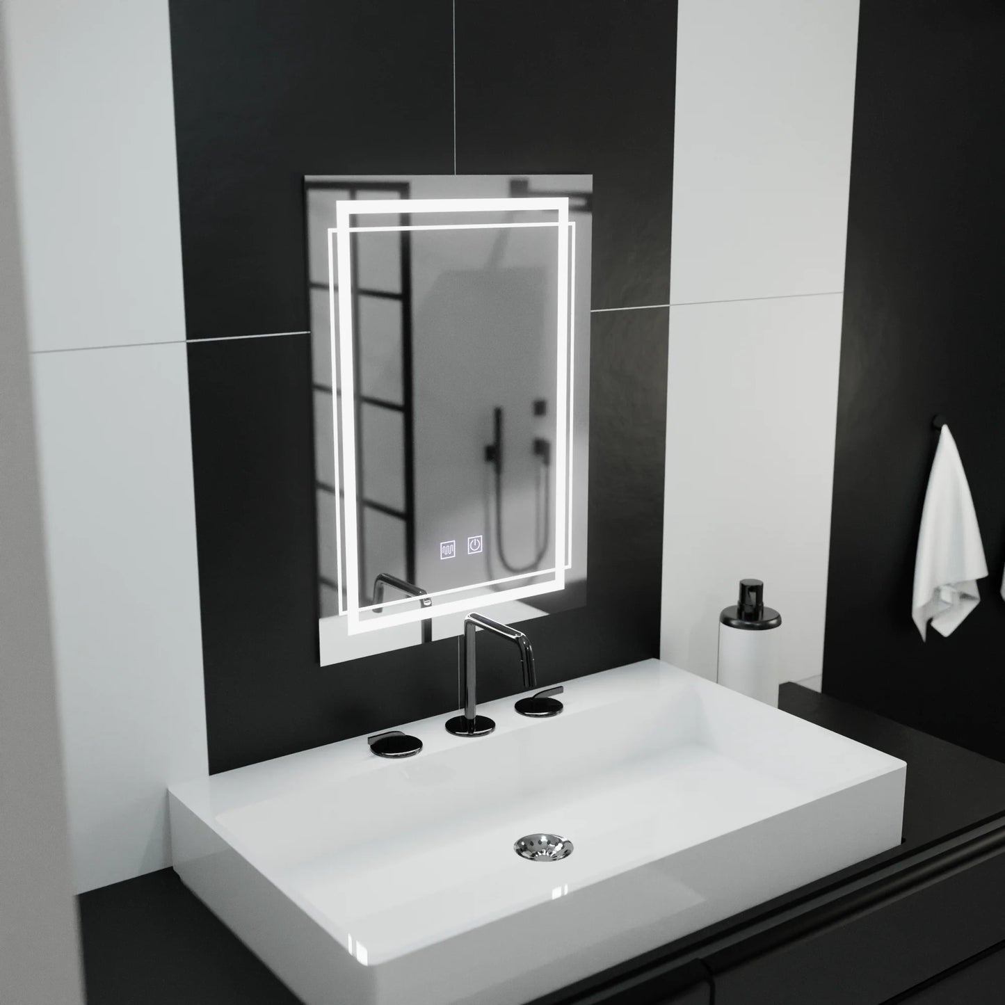 Oglinda LED Rectangulara, 60x80cm, KOVEN Touch, Sistem Dezaburire,Dimabila