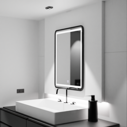 Oglinda LED Rectangulara 60x80cm Rama Neagra Basic Touch