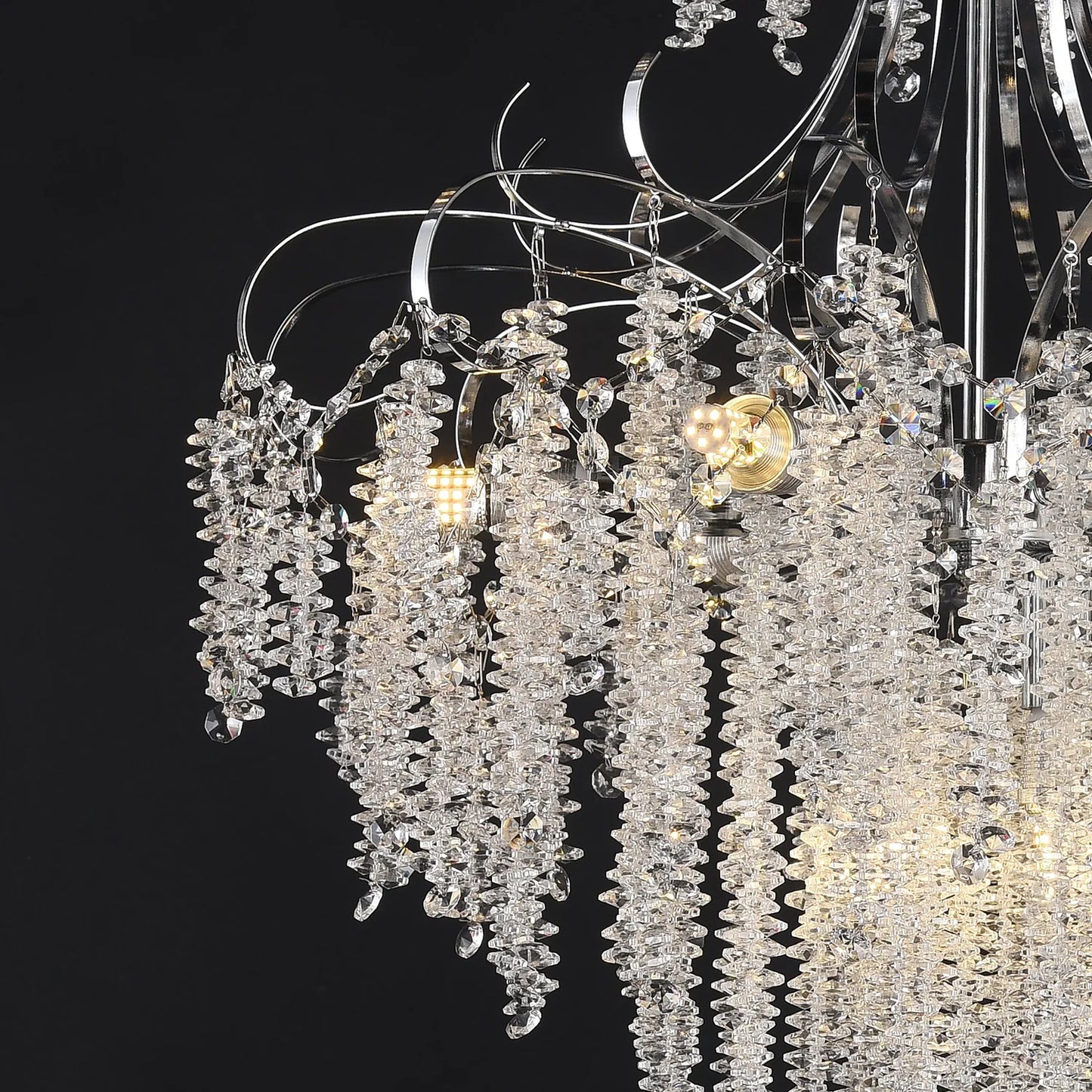 Candelabru Cristal PUBU Eleganza, 5x E14, Diametru 50cm, Crom