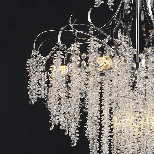 Candelabru Cristal CC9311/5CH, 5x E14, Diametru 49cm, Crom