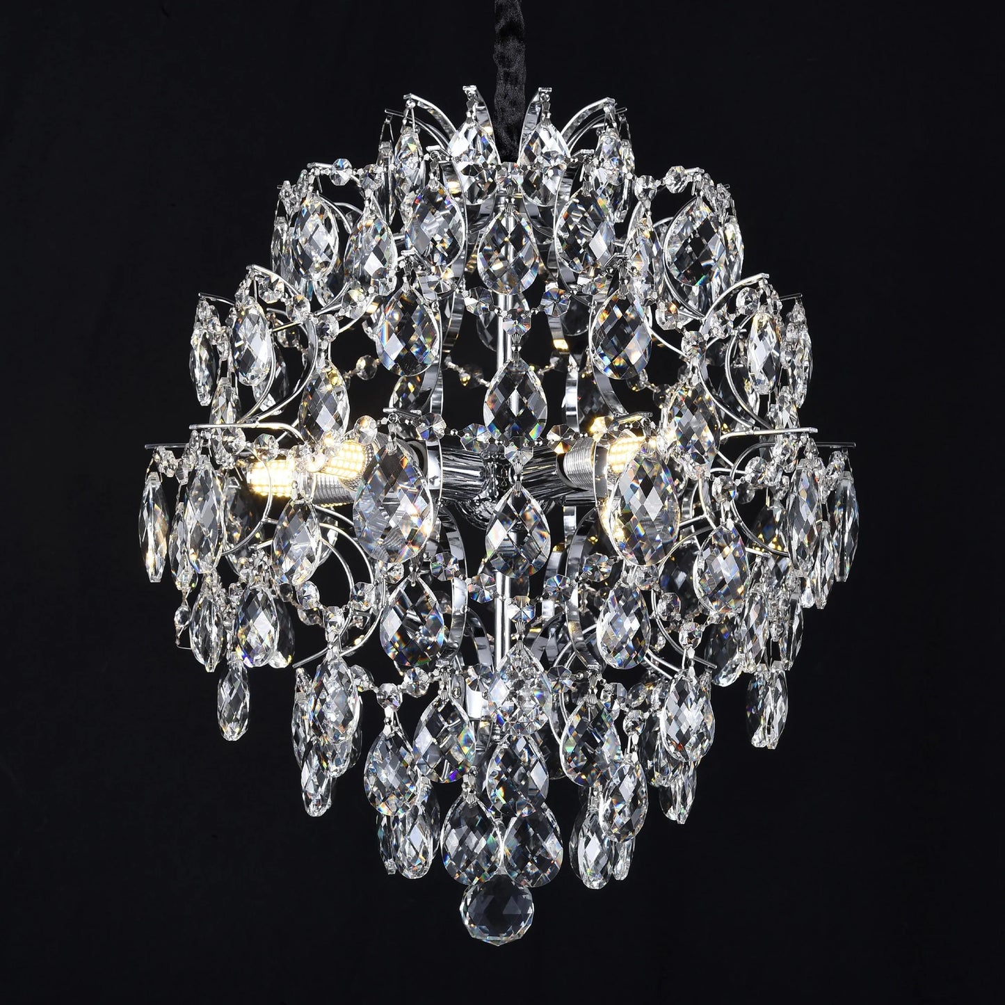 Candelabru Cristal CC9259/5CH, 5x E14, Diametru 40cm, Crom Lucios
