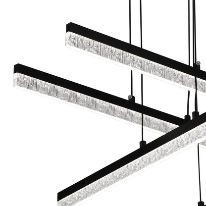 Lustra LED Suspendata Acril LT181/4BK, 54W, Lumina 3000/4000/6000K, Negru, Inaltime Reglabila