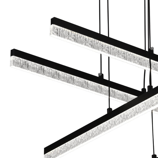 Lustra LED Suspendata Acril LT181/4BK, 54W, Lumina 3000/4000/6000K, Negru, Inaltime Reglabila