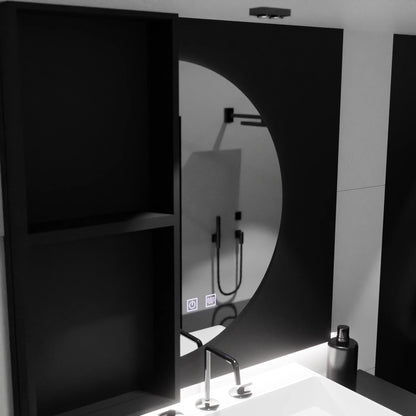 Oglinda LED Semiluna 50x100cm, Arcuat Touch, Sistem Dezaburire, Dimabila