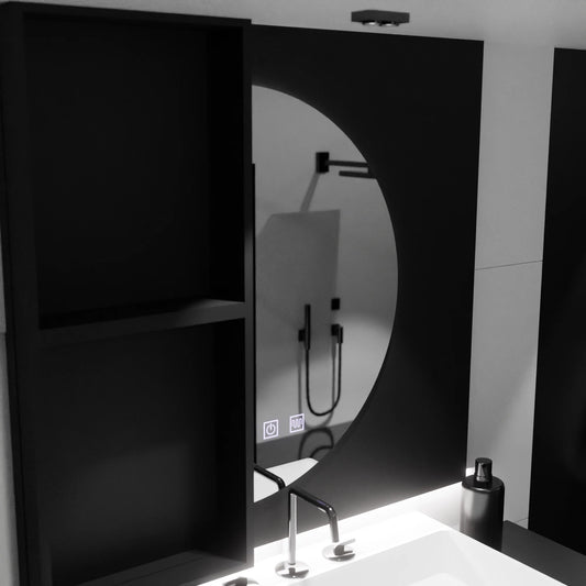 Oglinda LED Semiluna 50x100cm, Arcuat Touch, Sistem Dezaburire, Dimabila