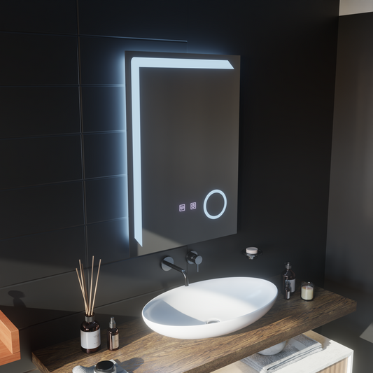 Oglinda LED Touch Monfrer Sistem Dezaburire, 50x70 cm Lupa Cosmetica