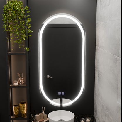 Oglinda LED Ovala, 50x100cm, Velara Touch, Sistem Dezaburire, Dimabila