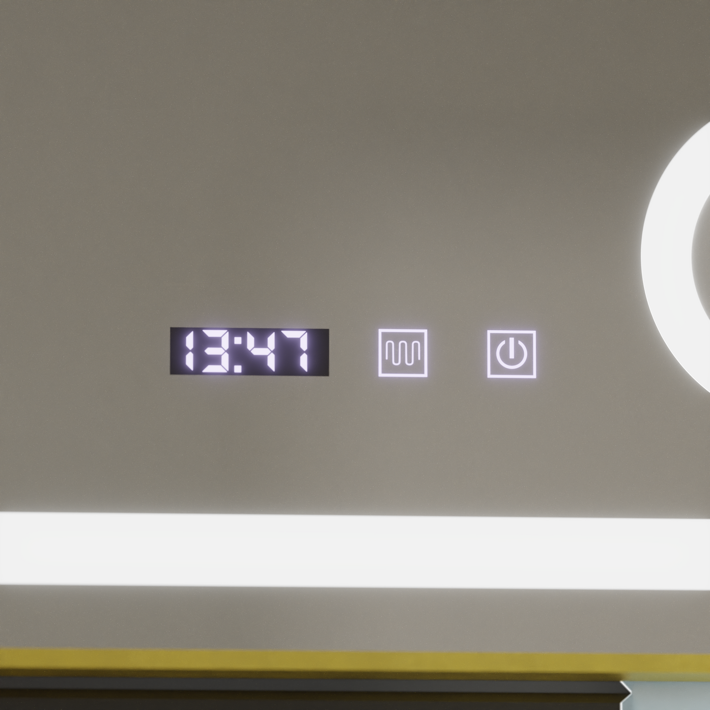 Oglinda LED Touch CLARUS Sistem Dezaburire, Ceas si Temperatura 60x80 cm Rama Auriu Brushed Lupa Cosmetica