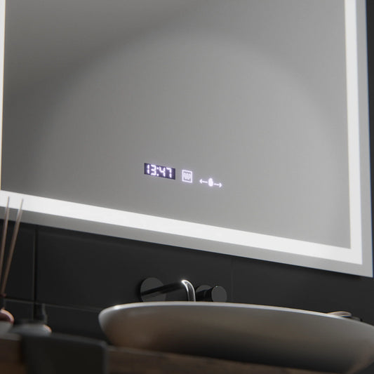Oglinda LED Rectangulara 100x75cm Verite MotionGlow Marcello, Sistem Dezaburire, Termometru si Ceas, Dimabila