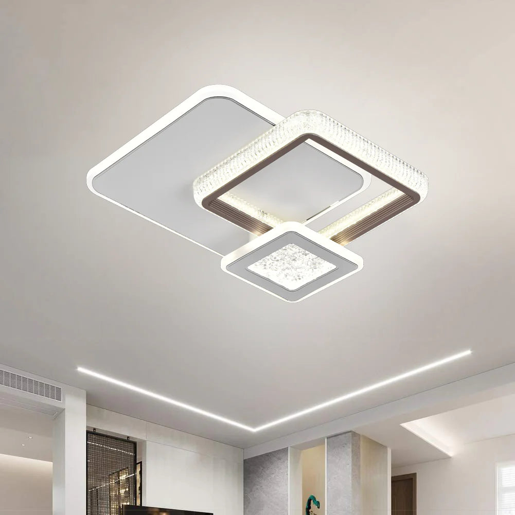Lustra LED NYXORA 51W, 3 Patrate, lumina Rece/Calda/Neutra, Negru