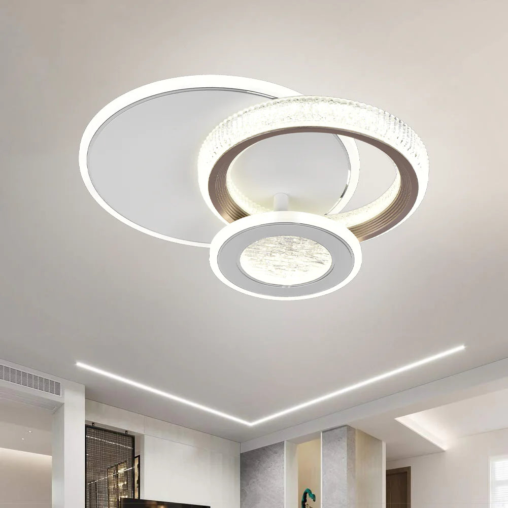 Lustra LED NYXORA 45W, 3 Cercuri, lumina Rece/Calda/Neutra, Negru