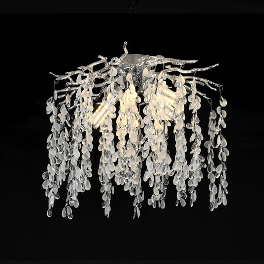 Candelabru Cristal CC8080/D500CH, 5x E14, Diametru 49cm, Crom