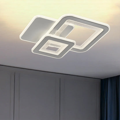 Lustra LED SQUARE 53W, 3 Patrate, lumina Rece/Calda/Neutra, Alb