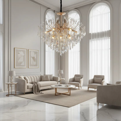 Candelabru Cristal PALERMO Regalis, 12x E14, Diametru 80cm, Auriu