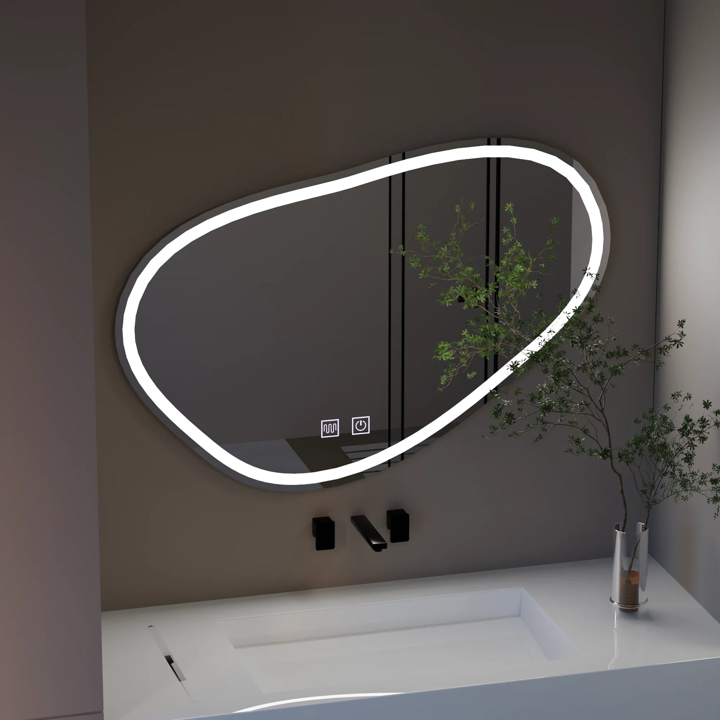 Oglinda LED Touch Quassare, Sistem Dezaburire 90x65 cm