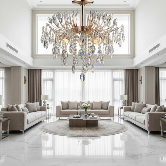 Candelabru Cristal PALERMO Eleganza 5xE14, Diametru 50cm, Auriu