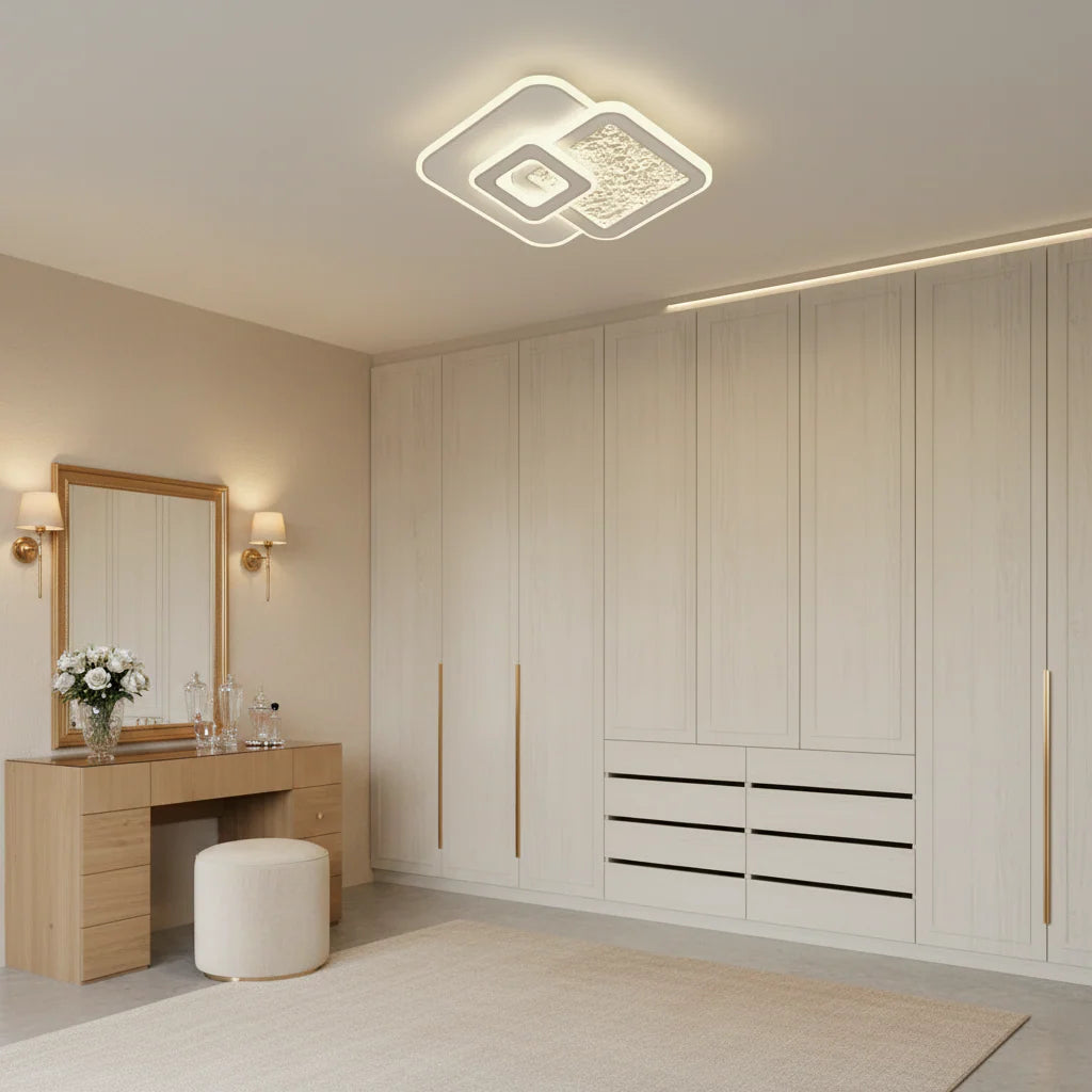 Lustra LED KOMPACTO 57W, 3 Patrate, lumina Rece/Calda/Neutra, Alb