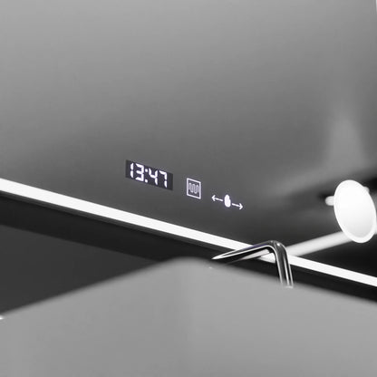 Oglinda LED Rectangulara 120x80 Aura Riflesso Puro MotionGlow Marcello, Sistem Dezaburire, Termometru si Ceas, Dimabila