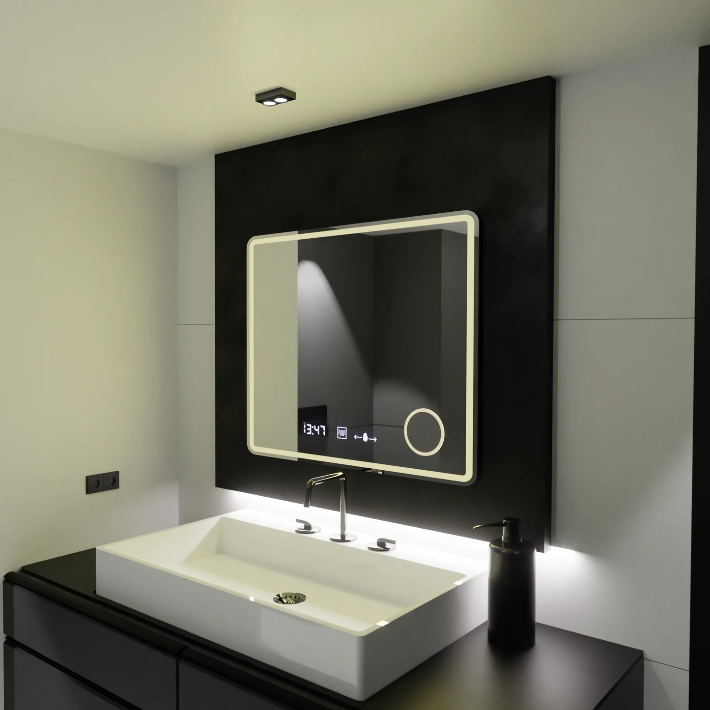 Oglinda LED Senzor Rondelis Sistem Dezaburire si Ceas 80X60 cm Colectia Marcello Funghi