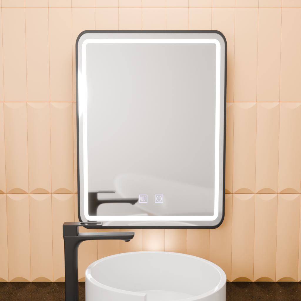 Oglinda LED Rectangulara 45x60cm Taglio Touch Sistem Dezaburire, Rama Neagra