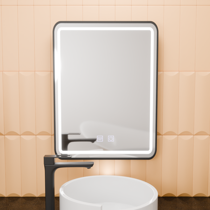 Oglinda LED Rectangulara 45x60cm Taglio Touch Sistem Dezaburire, Rama Neagra