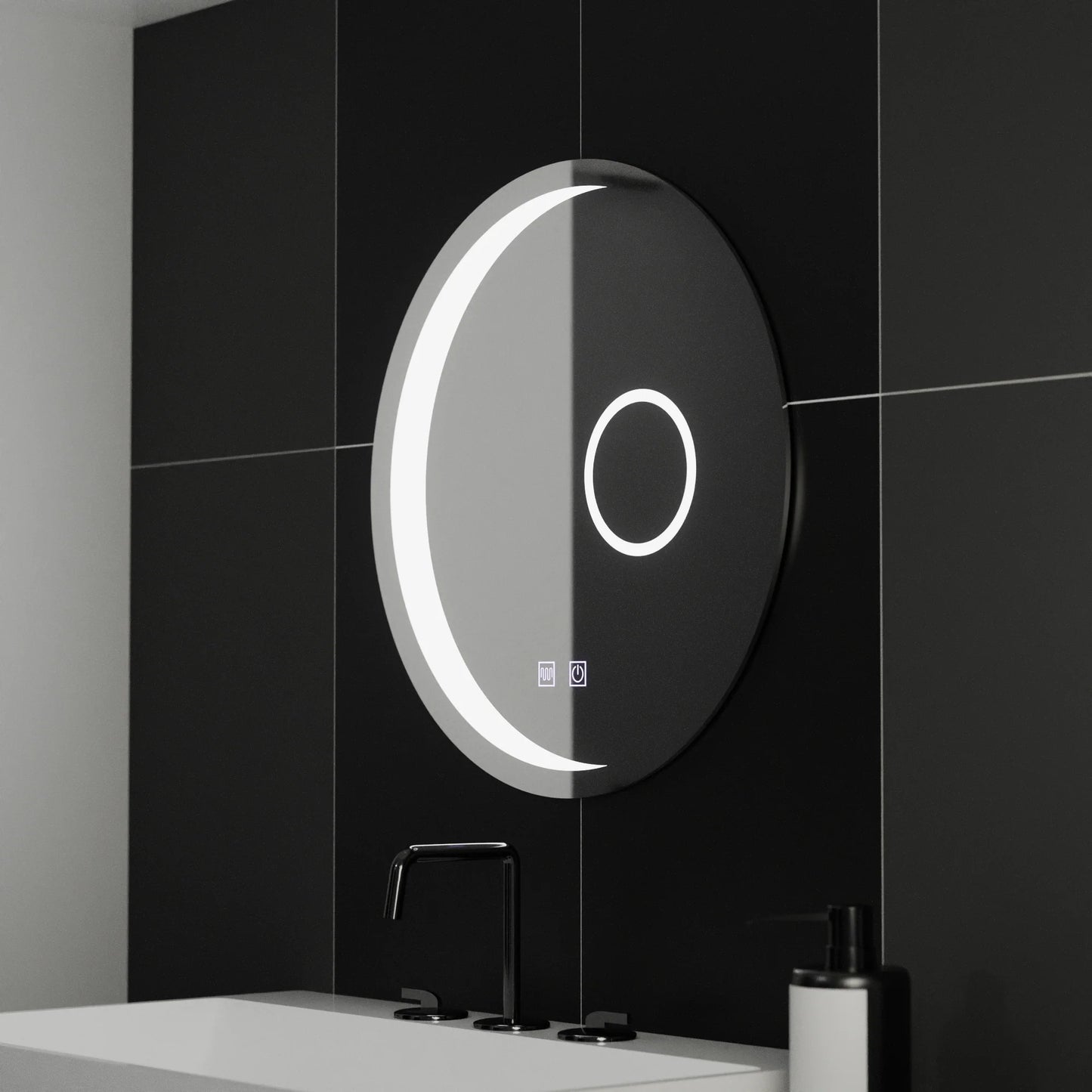 Oglinda LED Rotunda, 80cm, Orbis Touch, Sistem Dezaburire, Dimabila, E31S/80X80
