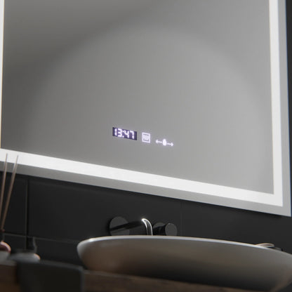 Oglinda LED Rectangulara, 100x75cm, Verite MotionGlow Marcello, Sistem Dezaburire, Ceas & Termometru, Dimabila