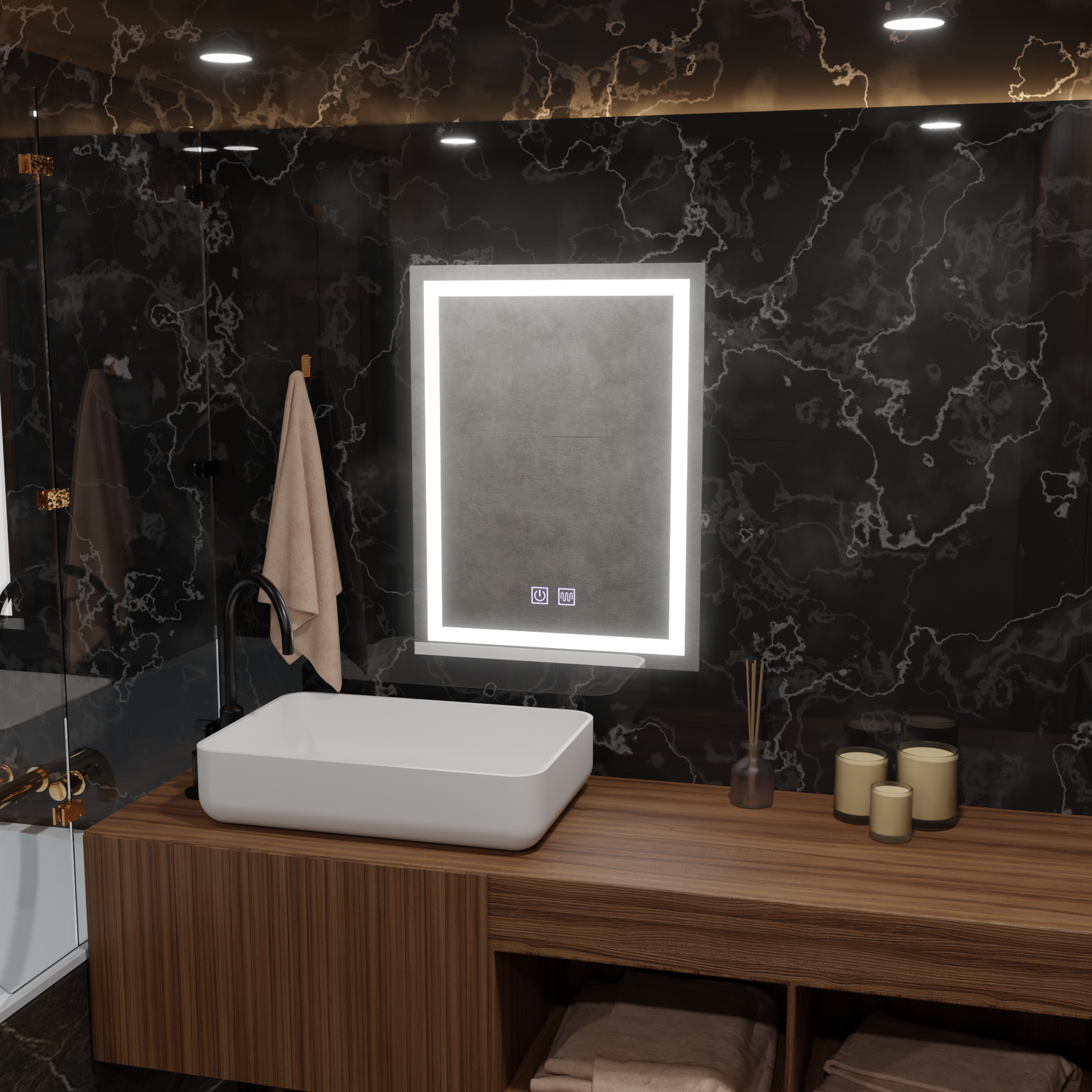 Oglinda LED Rectangulara 60x80cm Edge LUMINOUS Touch Sistem Dezaburire