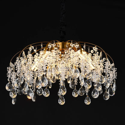Candelabru Cristal CC9321/5FGD, 5x E14, Diametru 49cm, Auriu