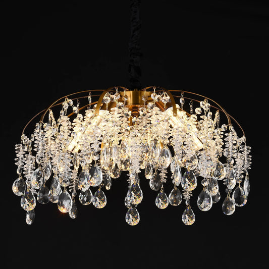 Candelabru Cristal CC9321/5FGD, 5x E14, Diametru 49cm, Auriu