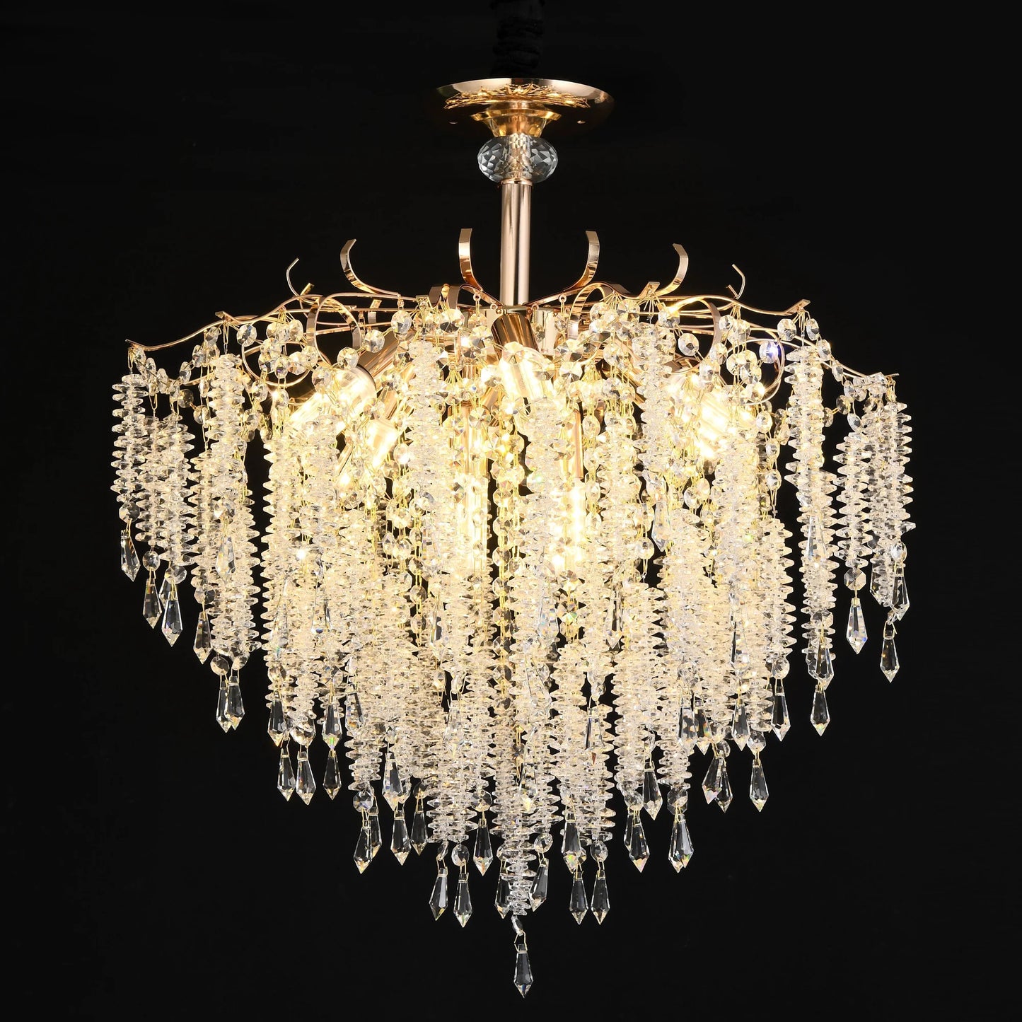Candelabru Cristal STROZZI Magno 8xE14, Diametru 60cm, Auriu