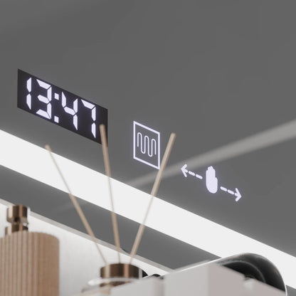 Oglinda LED Rectangulara 120x60cm Verite MotionGlow Marcello, Sistem Dezaburire, Termometru si Ceas, Dimabila