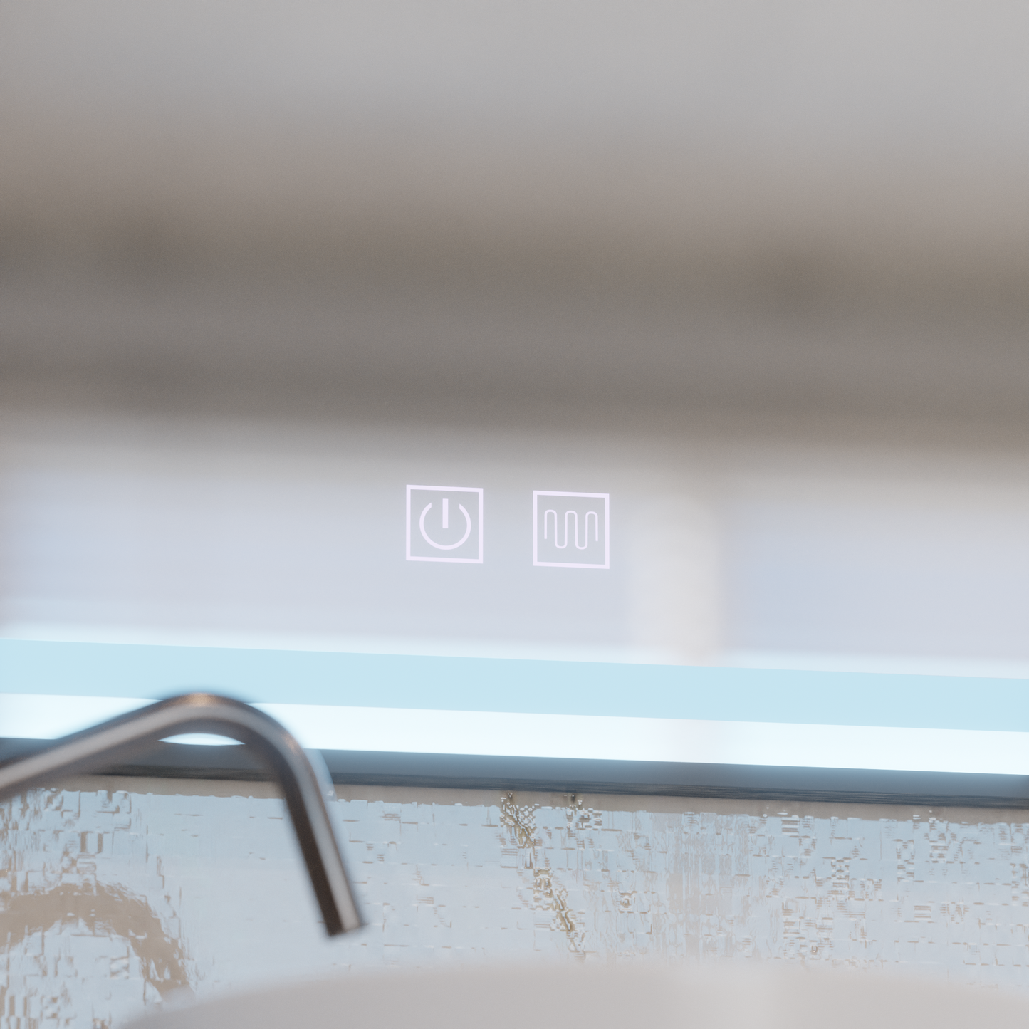 Oglinda LED Rectangulara 80x60cm – EDGE Touch Sistem Dezaburire, Rama Neagra