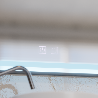 Oglinda LED Rectangulara 80x60cm – EDGE Touch Sistem Dezaburire, Rama Neagra