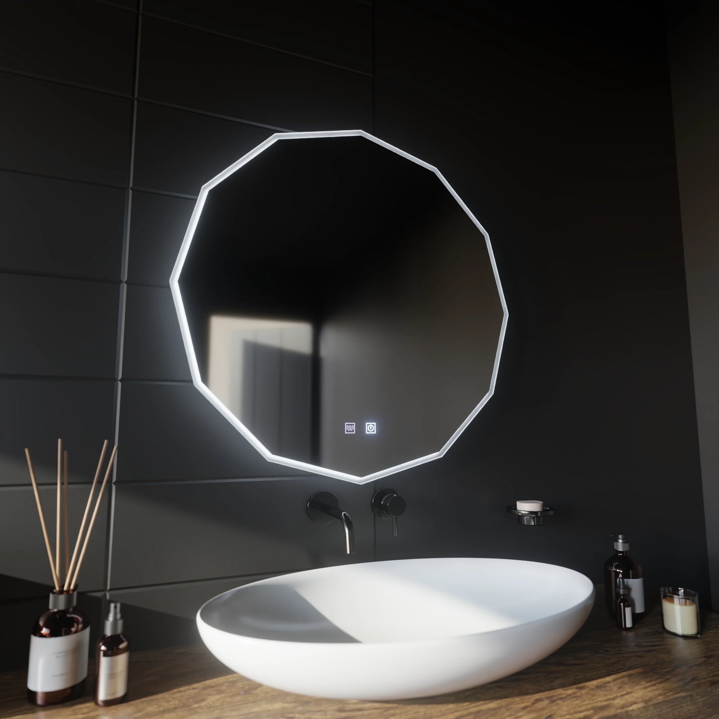 Oglinda LED Rotunda, 70cm, Touch Lichtkreis